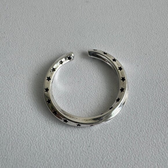 925 Sterling Silver Star Band Ring – Adjustable Open Design - Picture 4 of 6